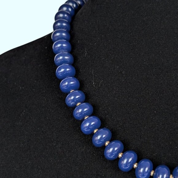 (2/$20) Vintage Blue Beaded Necklace - Picture 3 of 6